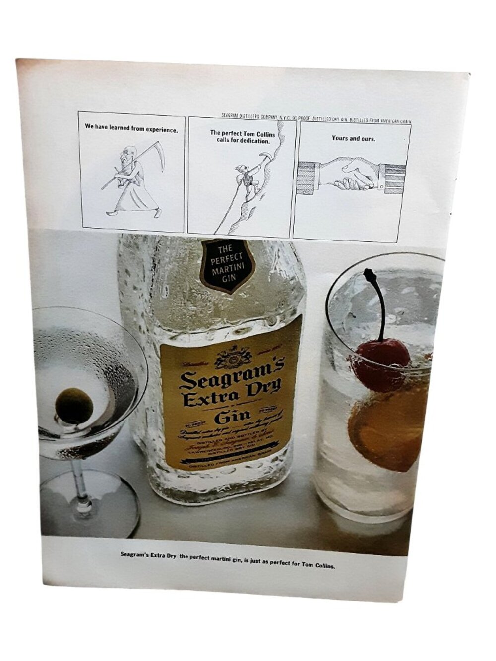 1967 Seagram's Extra Dry Gin Vintage Print Ad Martini Tom Collins Bar